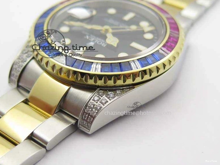 MiroTime 0511 GMT-Master II 116759 SS YG Bp-Maker Blue Red Ruby Crystal Black Dial On SS YG Bracelet A SmoothTexture 3771